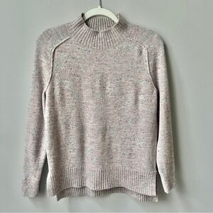 LOFT Sweater Women's XSP Pink Gray Confetti Relaxed Soft Lightweight Cozy Casual